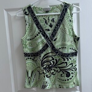 Green and Black Paisley Tank Top